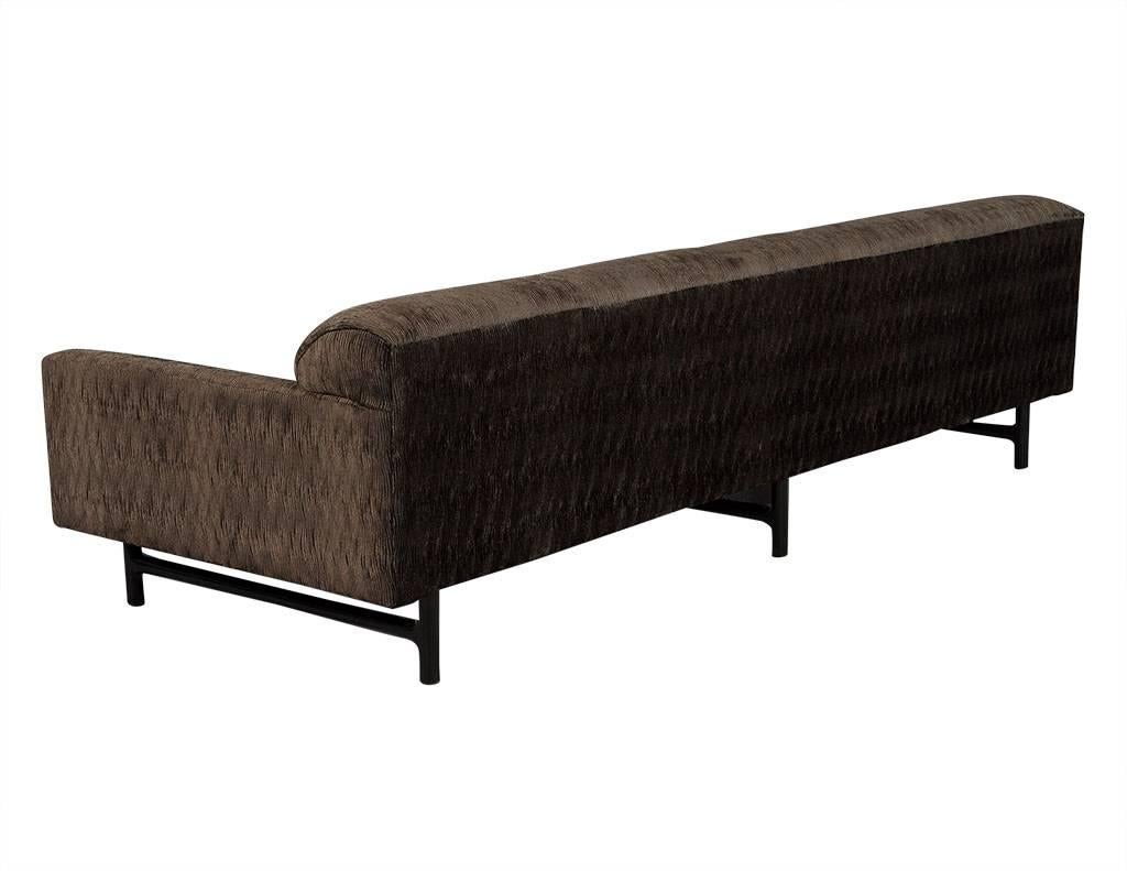 Mid-Century Modern Milo Baughman Extra Long Sofa in Wavey Velvet