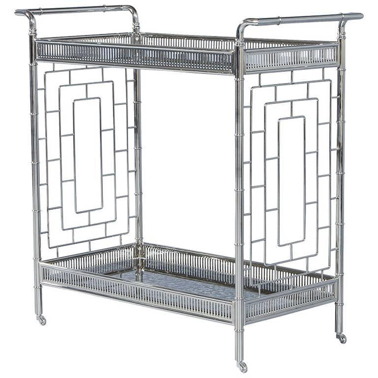 Chinoiserie Stainless Steel Bar Cart