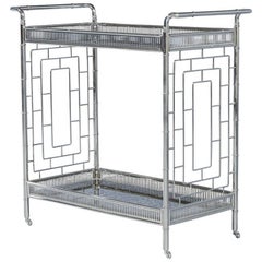 Chinoiserie Stainless Steel Bar Cart