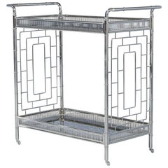 Chinoiserie Stainless Steel Bar Cart