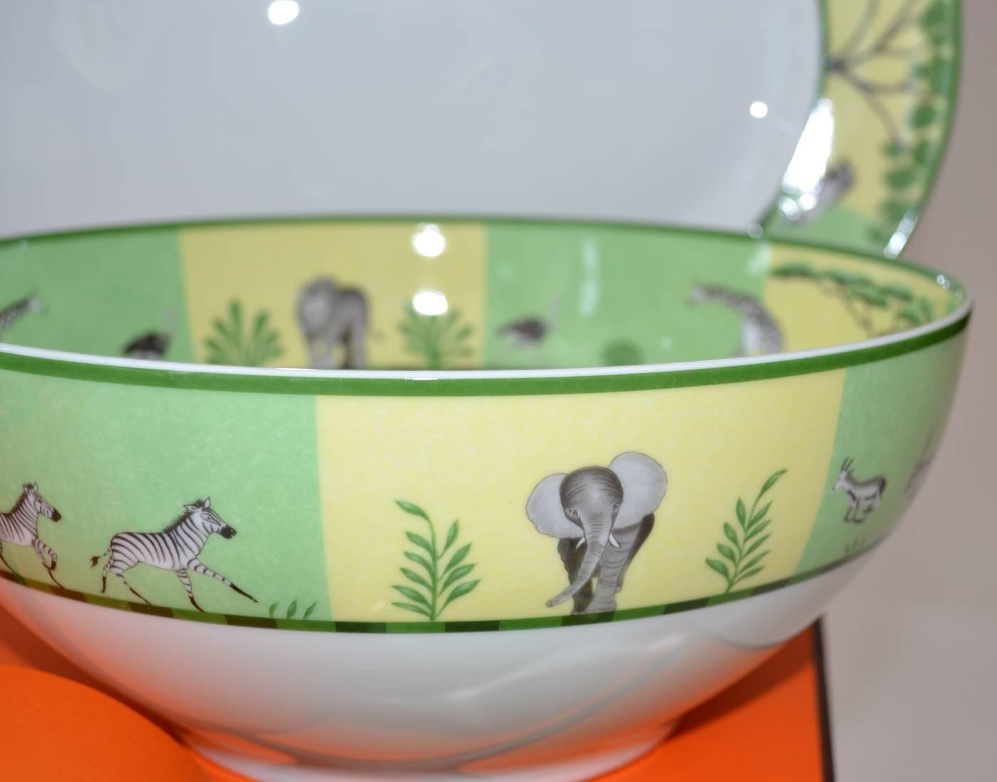Hermès 'Africa Green' Porcelain Dinnerware Service for Eight at 1stdibs