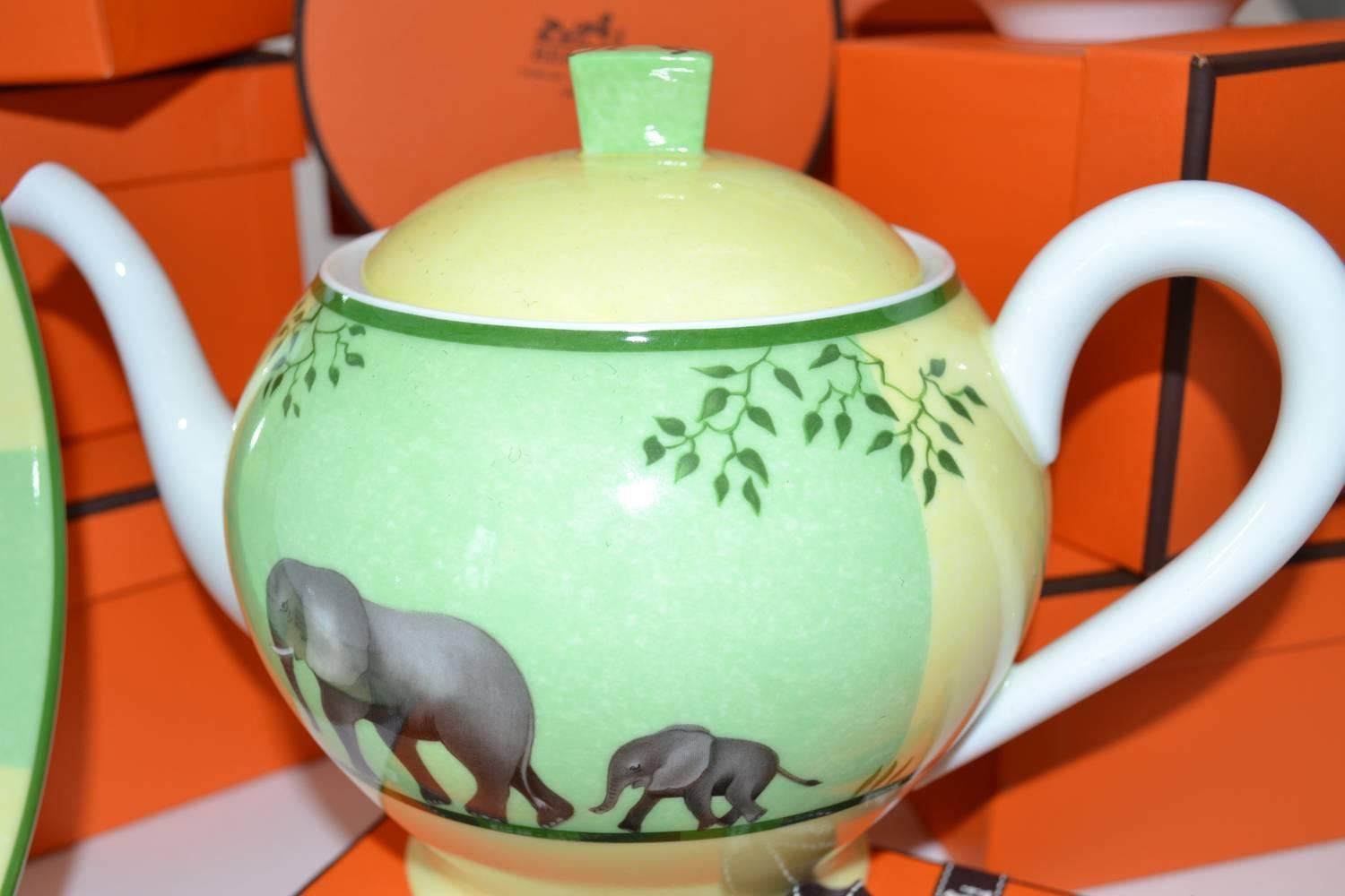 Hermès 'Africa Green' Porcelain Dinnerware Service for Eight at 1stdibs