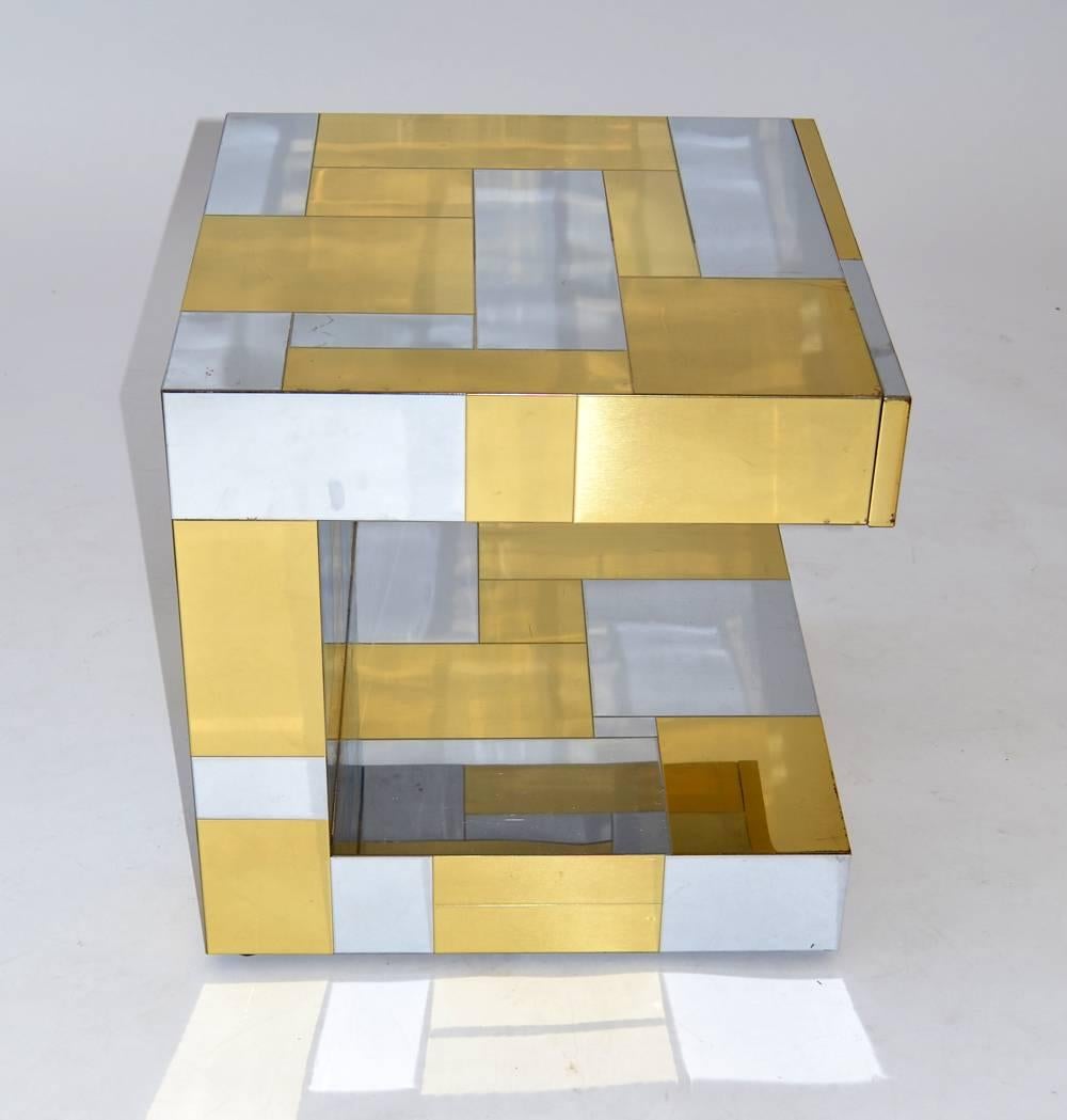 Modern Pair of Cityscape Nightstands or Side Tables by Paul Evans