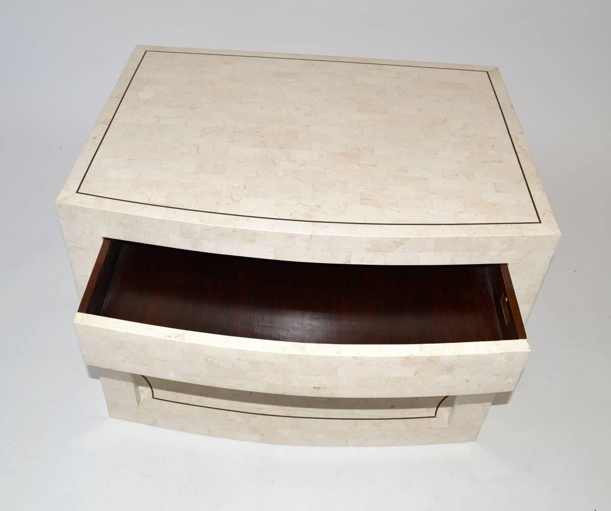 Mid-Century Modern Karl Springer Side or End Table in Tessellated Stone Signed  For Sale