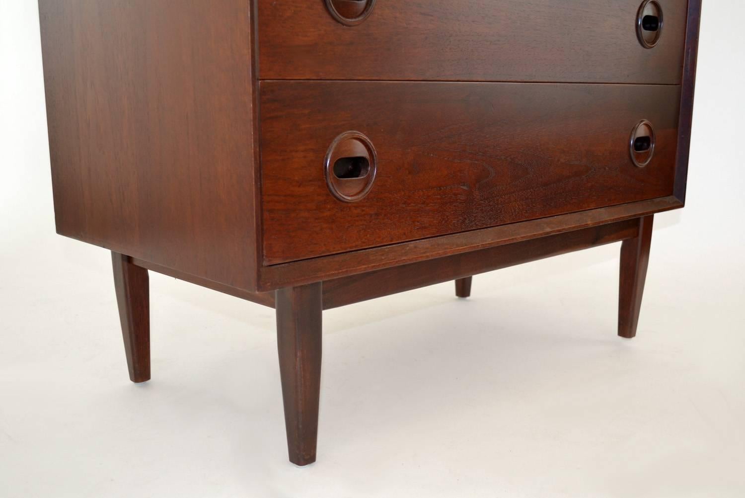 Mid-20th Century Pair of Danish Teak Three-Drawer Chests or Commodes, 1960s