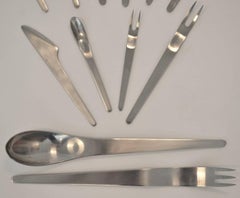 Set of 78 Pieces Modern Arne Jacobsen Stainless Steel AJ Flatware George Jensen