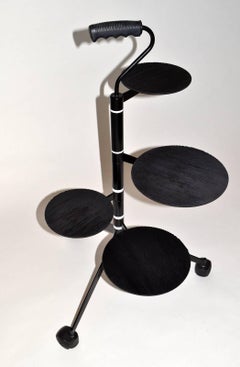 French Design Postmodern Rotating Rolling Tripod Trolley Plant Stand Memphis