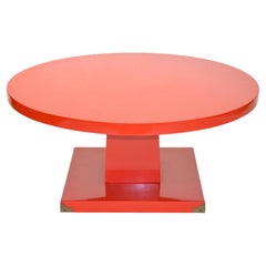 Table basse Tommi Parzinger laquée rouge, style Mid-Century, États-Unis