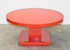 Table basse Tommi Parzinger laquée rouge, style Mid-Century, États-Unis