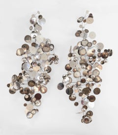 Ein Paar signierte Wandskulpturen „Raindrops“ aus Chrom von C. Jeré
