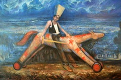 Monumental Oil on Canvas Painting by Donato Mancini, Bass Museum, 1994
