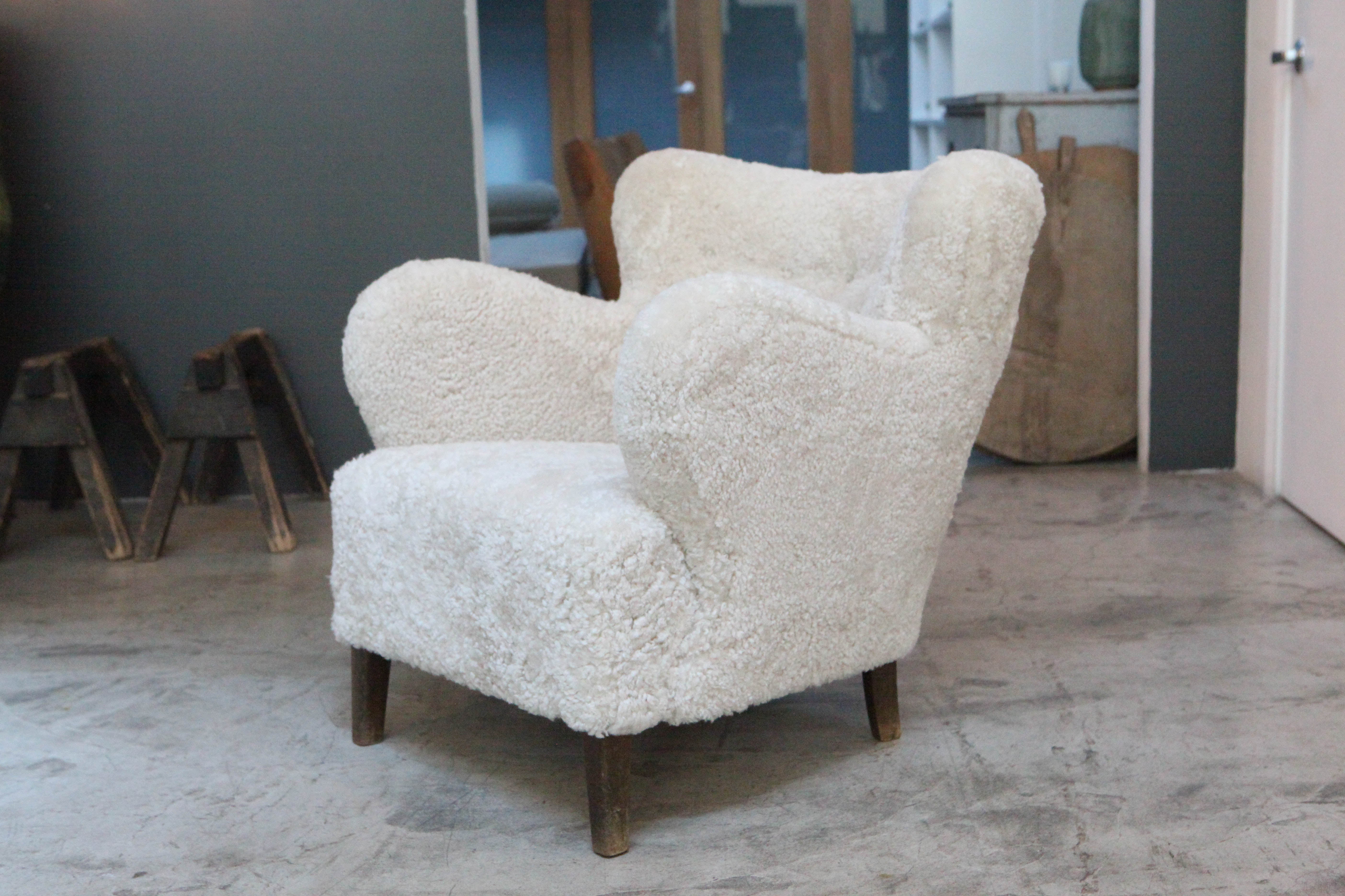 Mid-20th Century Pair of Danish Sheepskin Chairs , circa 1940