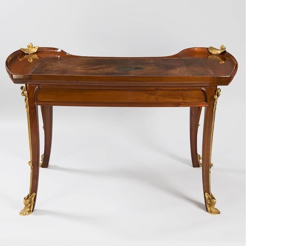 French Art Nouveau “Aux Nenuphars” Desk and Armchair In Excellent Condition In New York, NY