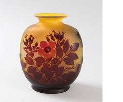 French Art Nouveau Cameo Glass Vase by Emile Gallé