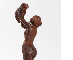 Wax Sculpture "Woman and Cat" by Rupert Carabin