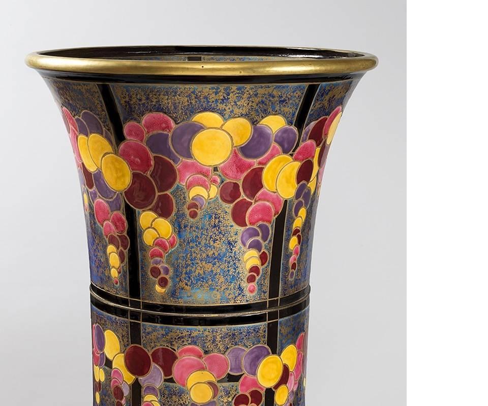 French Monumental Ceramic Floor Vase by Odette Chatrousse-Heiligenstein