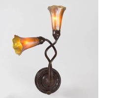 Pair of Tiffany Studios New York Two-Arm Sconces