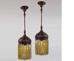 Pair of Tiffany Studios "Prism" Chandeliers