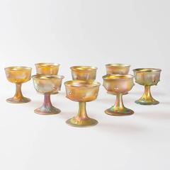 Set of Eight Iridescent Compotes by Louis Comfort Tiffany