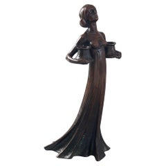 Gustav Gurschner Bronze Weibliche Figur Kandelaber