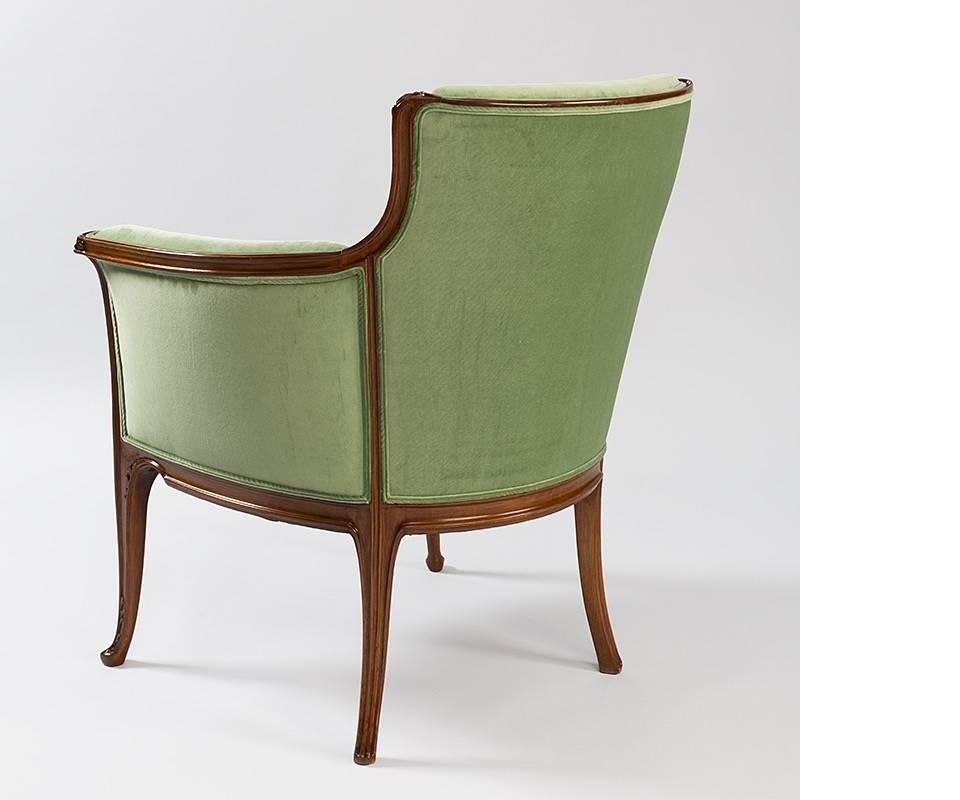A French Art Nouveau armchair by Louis Majorelle.

A similar chair is pictured in: Louis Majorelle: Master of Art Nouveau design, by Alastair Duncan, New York: Harry N. Abrams, Inc., 1991, p. 200.

(MG #1472)