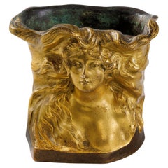 Paul-François Berthoud "Visage de Femme" Bronze Jardiniere
