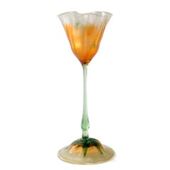 Tiffany Studios New York Ruffled Rim Flower Form Glass Vase