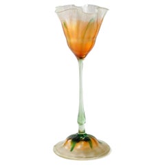 Tiffany Studios New York Ruffled Rim Flower Form Glass Vase