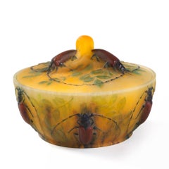 Art Nouveau Amalric Walter and Henri Bergé pâte-de-verre Insect Covered Box