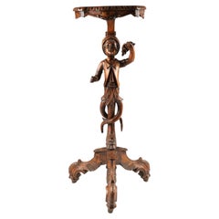Italian Walnut Pedestal Table With Carved Putti, 19th Century
