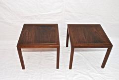 Beautiful Pair of Probber Style Side Tables, Made of Rosewood and Brass Inlaid