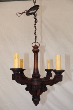 Elegant French turn of the century wood chandelier