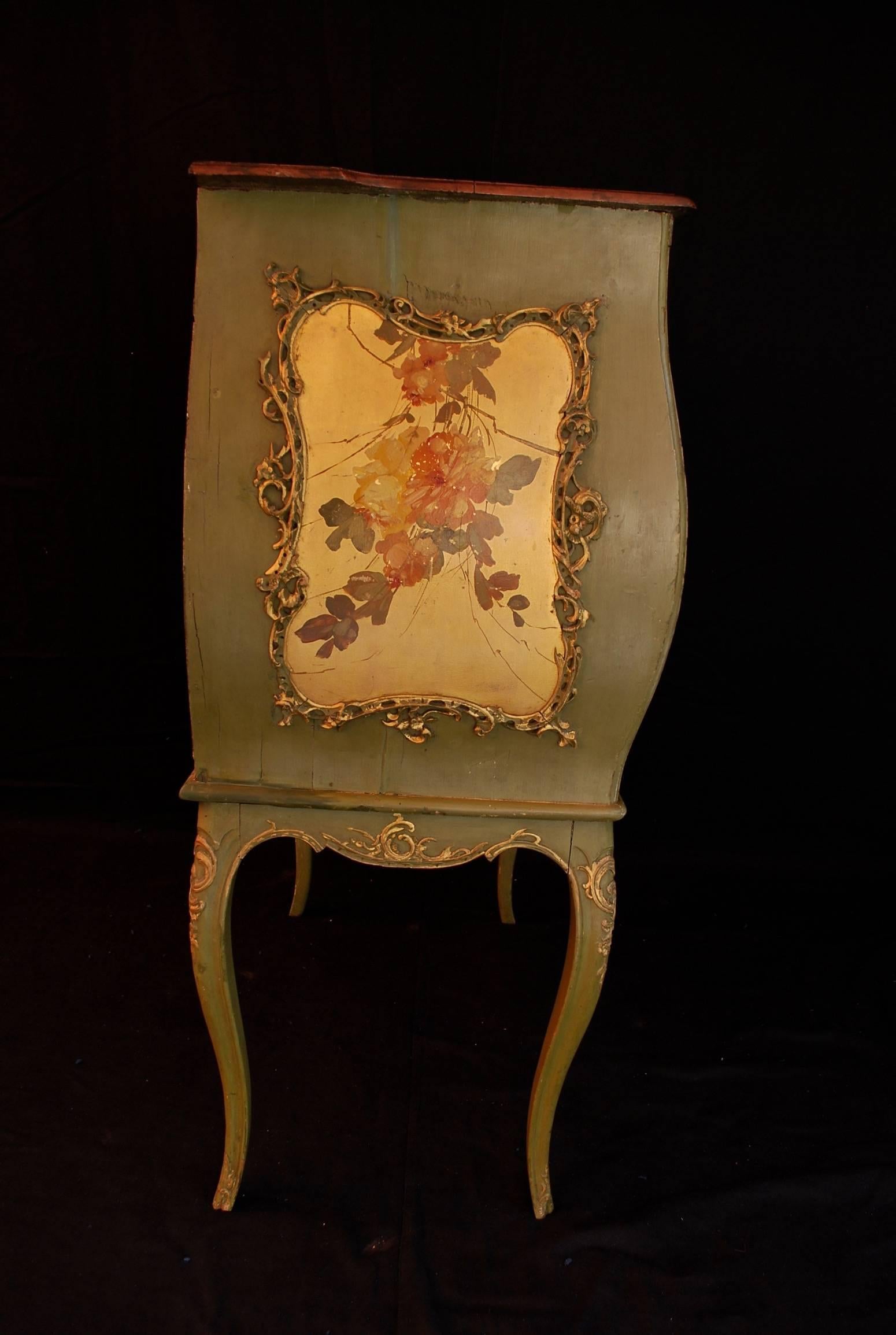 Beautiful French 19th Century Hand-Painted Secretary Desk In Good Condition For Sale In Los Angeles, CA