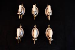 Beautiful Set of Six 1920 Metal and Brass Sconces
