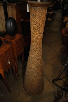 Tall Elegant Mid-Century Cork Floor Lamp
