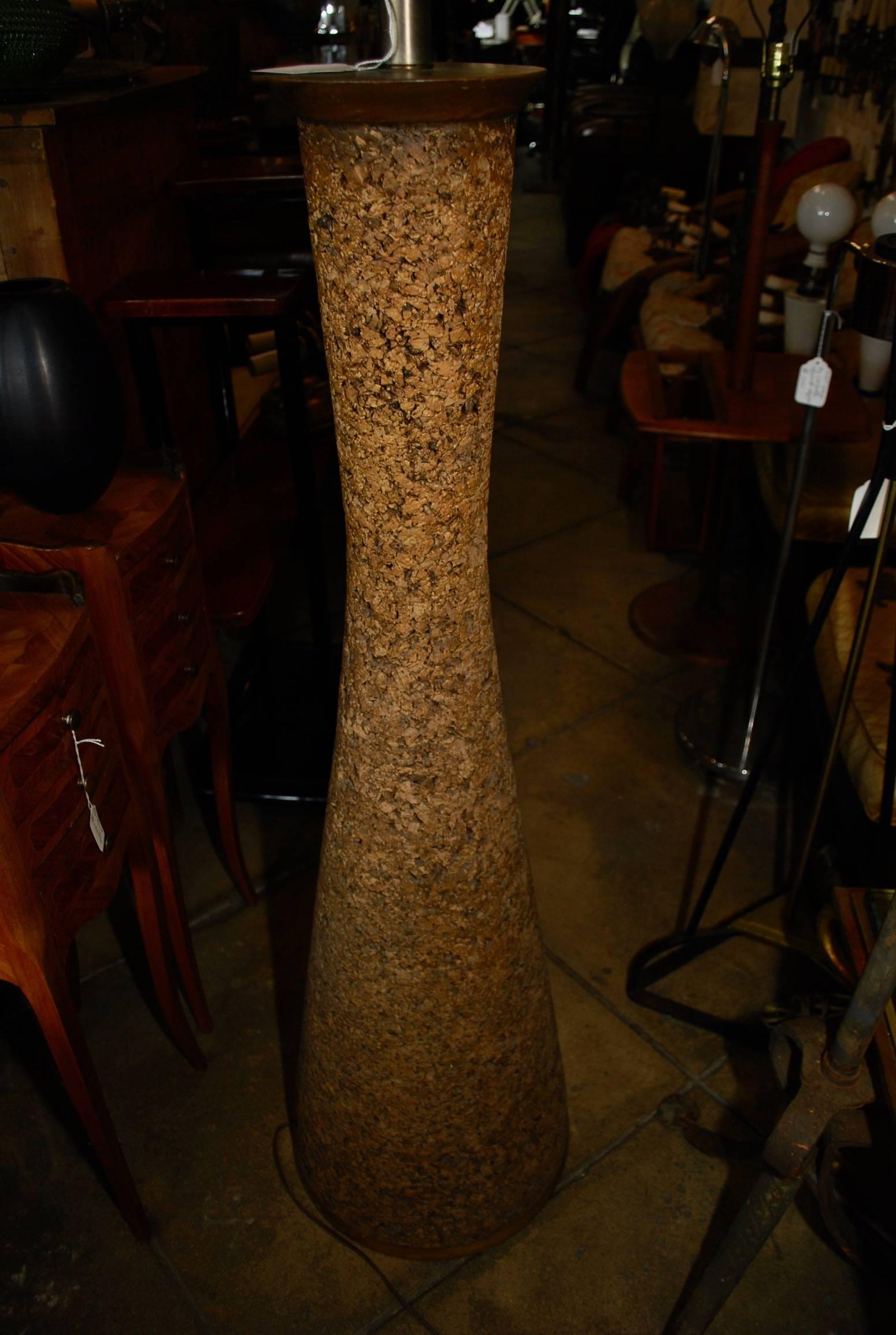 mid century cork lamp
