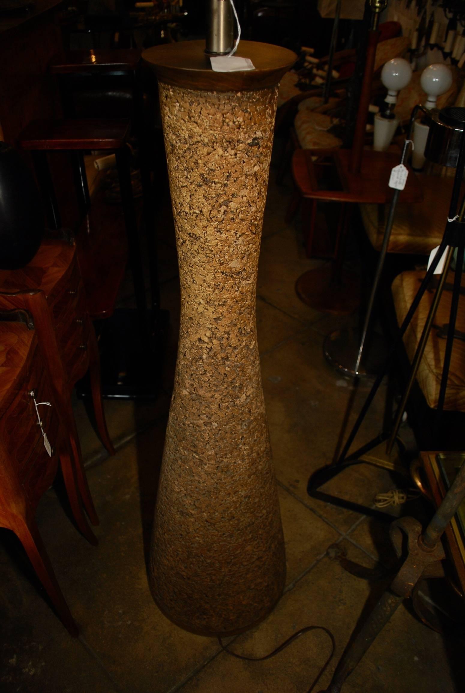 Mid-Century Modern Tall Elegant Mid-Century Cork Floor Lamp