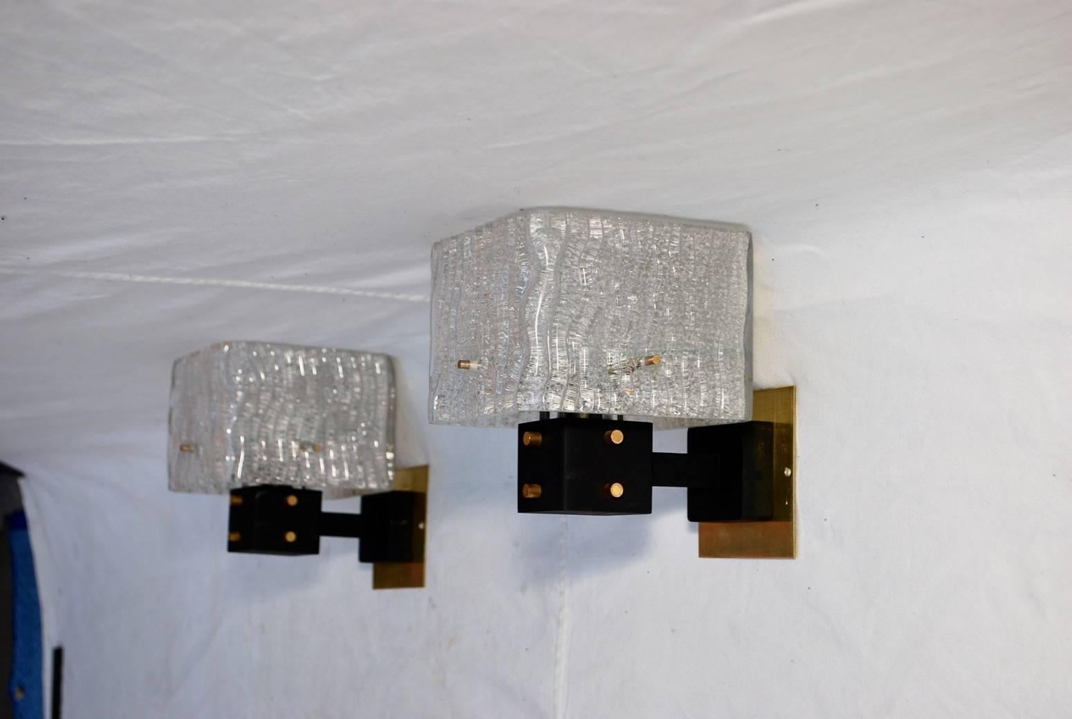 Mid-Century Modern Elegant Pair of French 1950 Sconces by Maison Arlus with Matching Chandelier