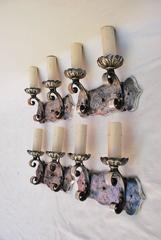 Beautiful Set of Four Heavy 1920s Silver Color Sconces