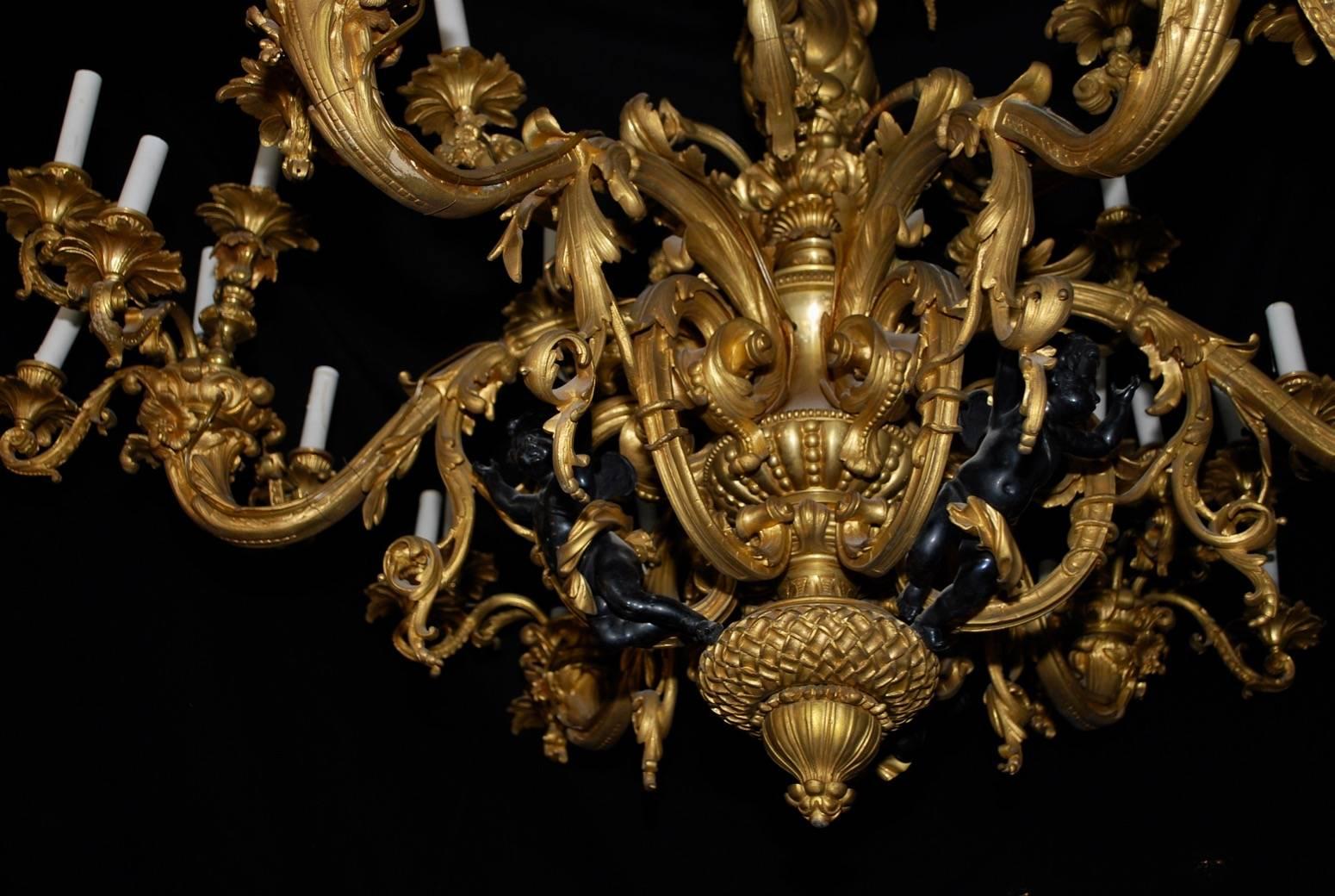 Louis XV Incredible French Palatial Solid Bronze Chandelier