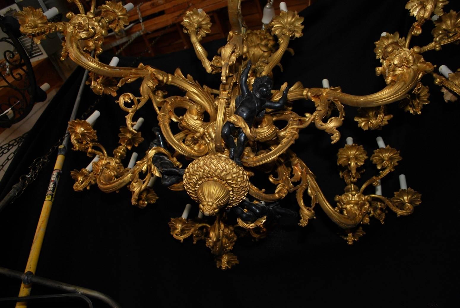 Incredible French Palatial Solid Bronze Chandelier 1