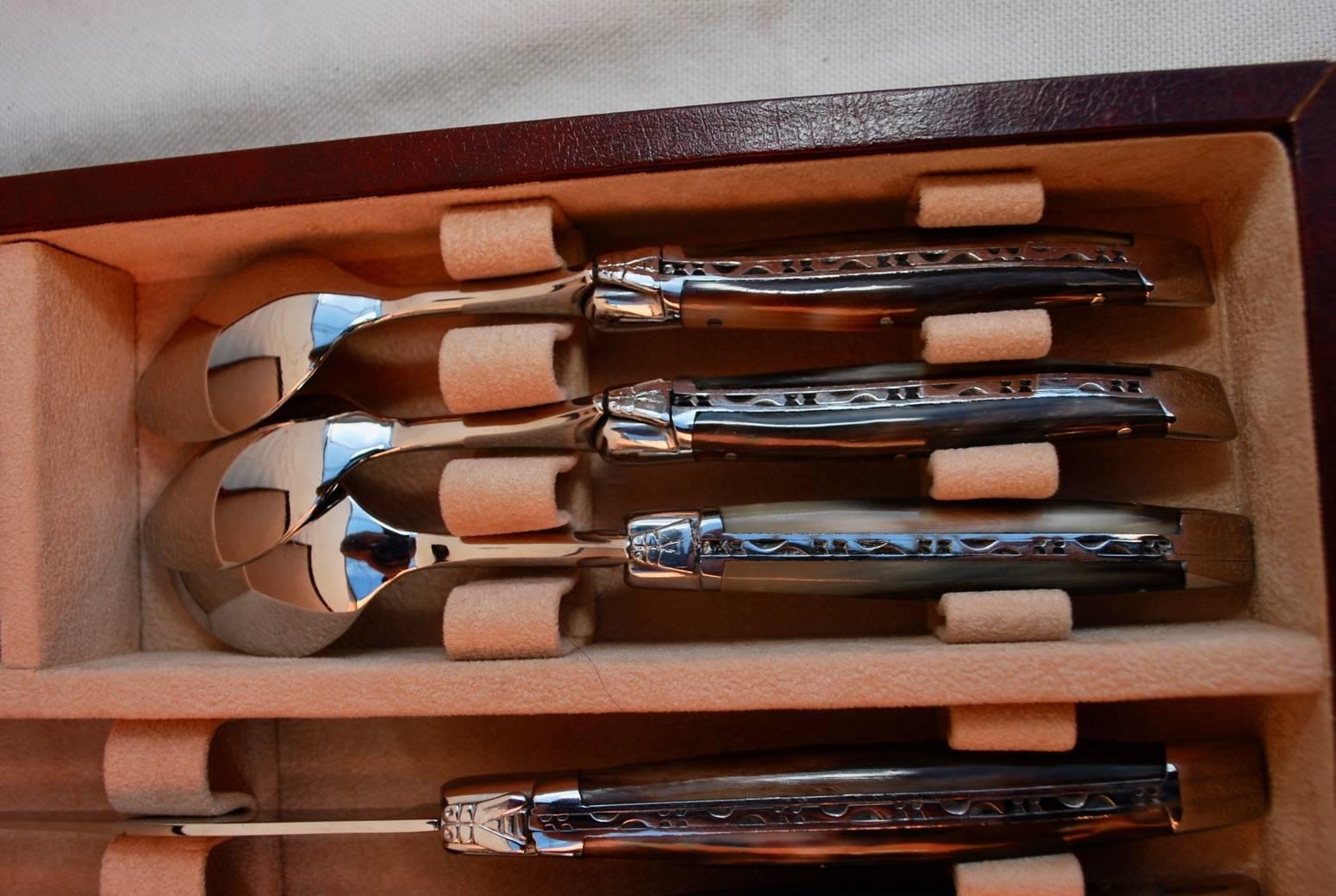 Metal Rare Set of Handmade French Laguiole Cutlery