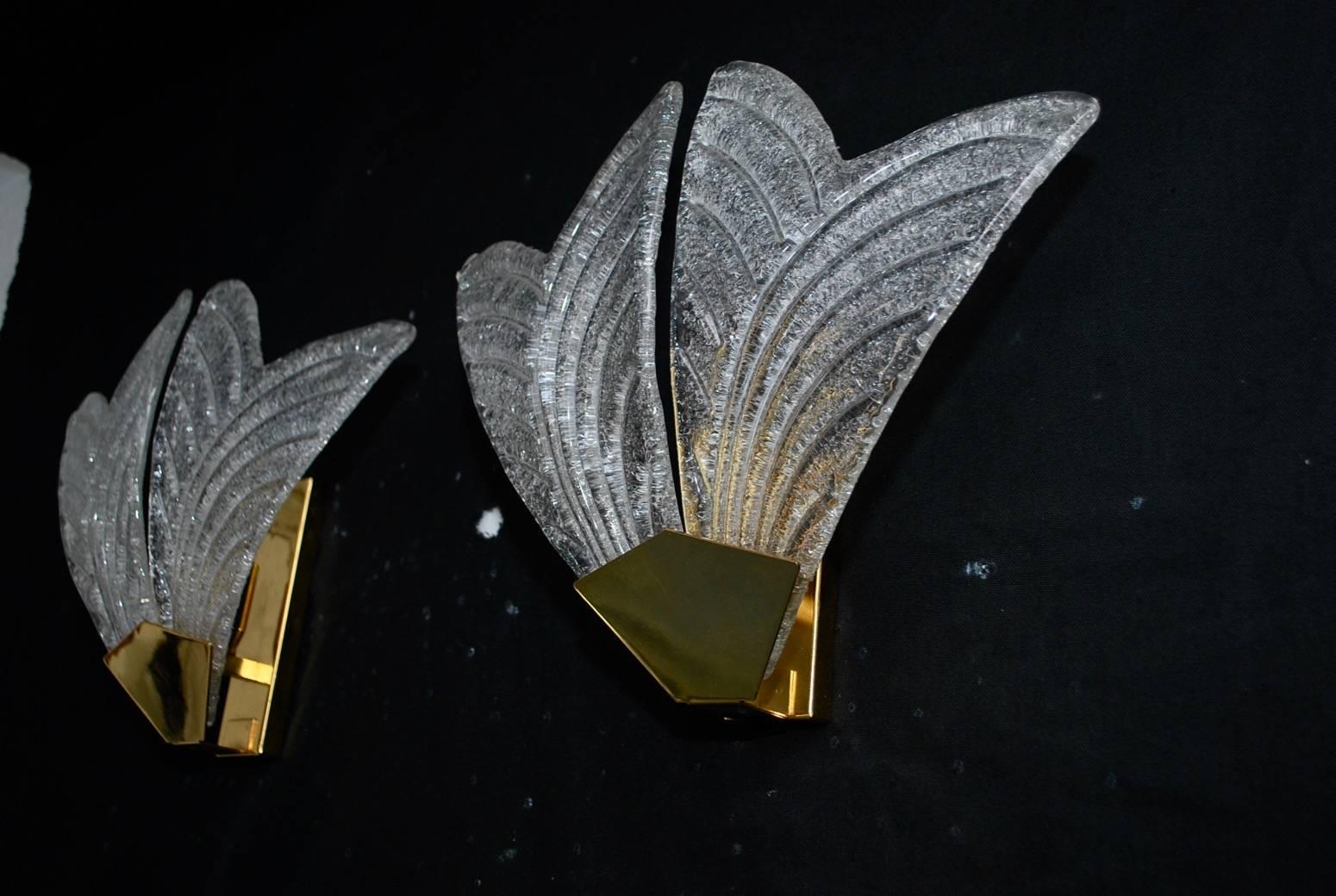 Mid-Century Modern Beautiful and Elegant Pair of Murano Sconces For Sale