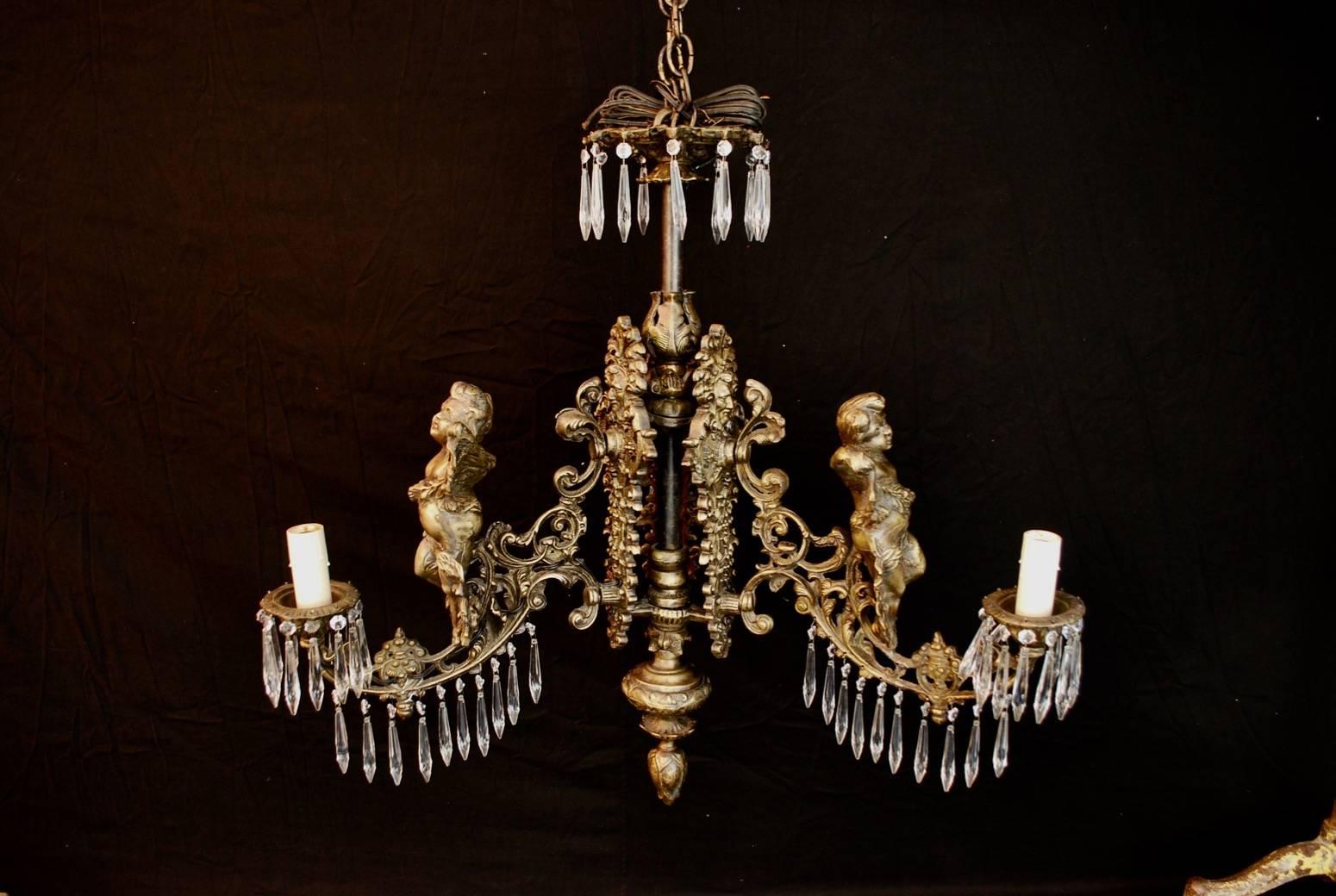 Amazing French Solid Bronze Chandelier In Good Condition In Los Angeles, CA