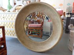 Round Leather Maitland Smith Mirror