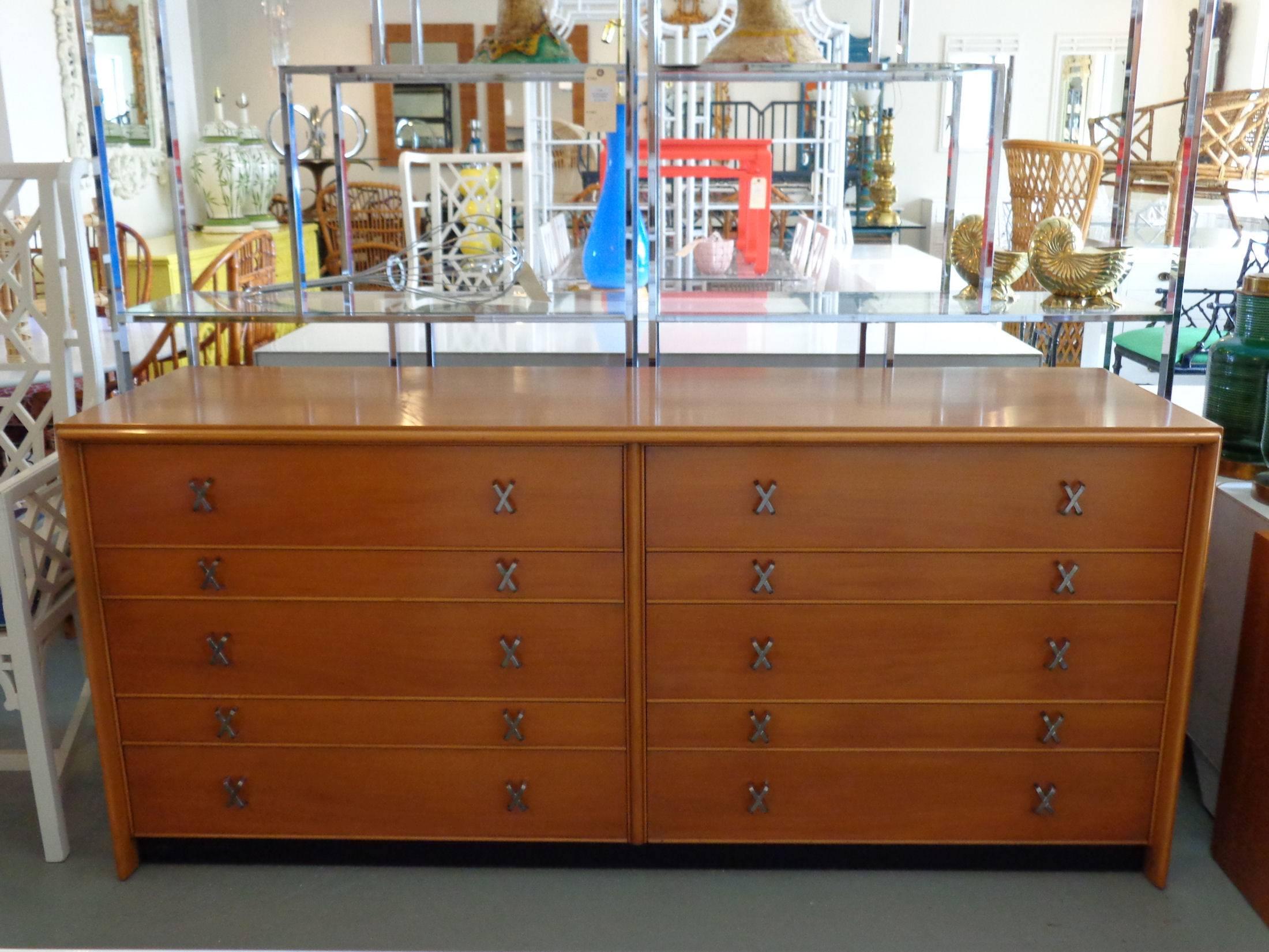 PAUL FRANKL Double Dresser for Johnson Furniture in nice as found VINTAGE condition. There are minor imperfections to the as found finish.