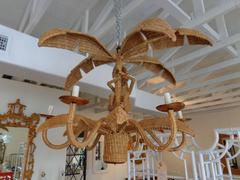 Woven Palm Tree and Monkey Chandelier