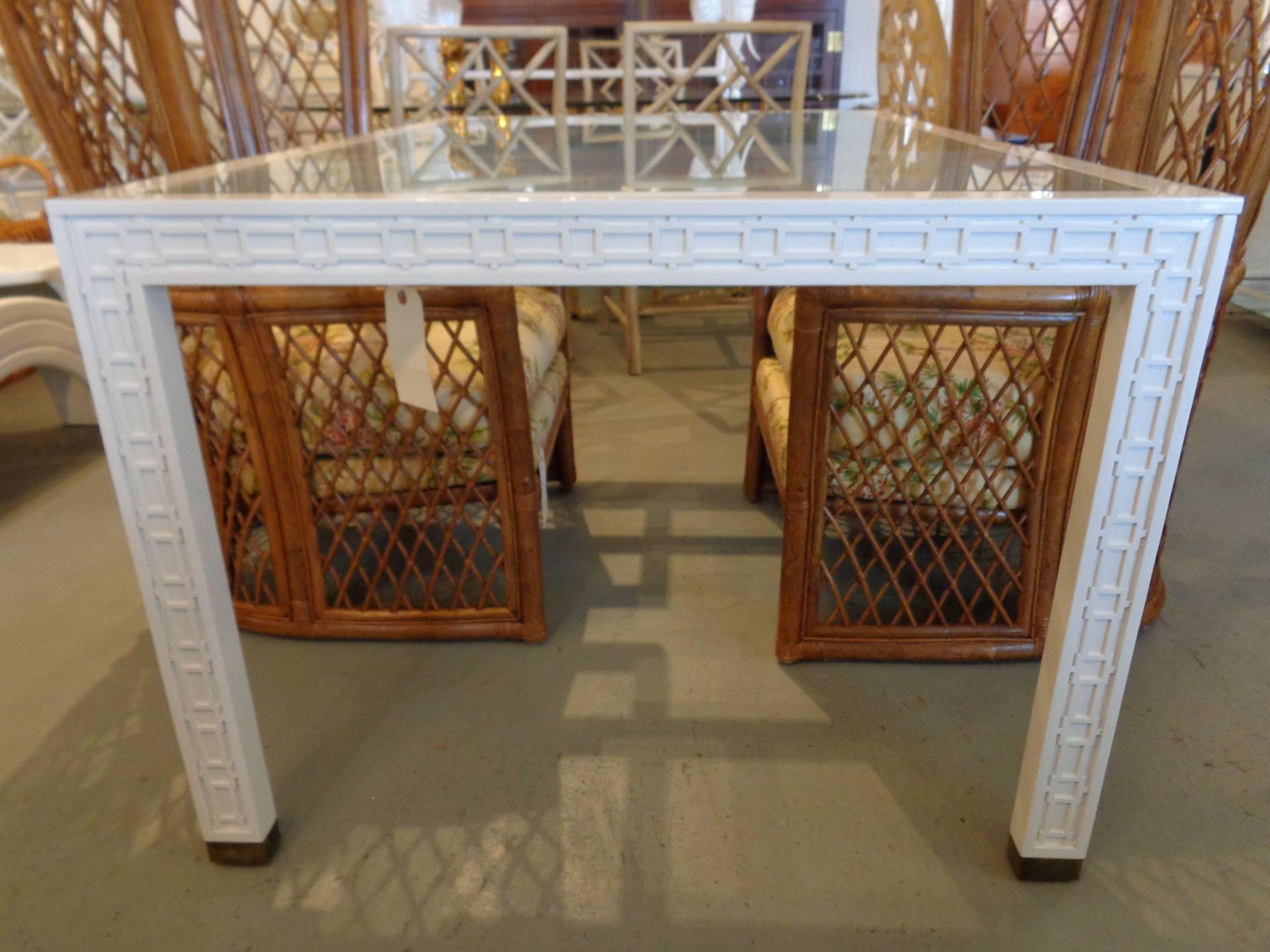 Hollywood Regency Fretwork Dining Table For Sale