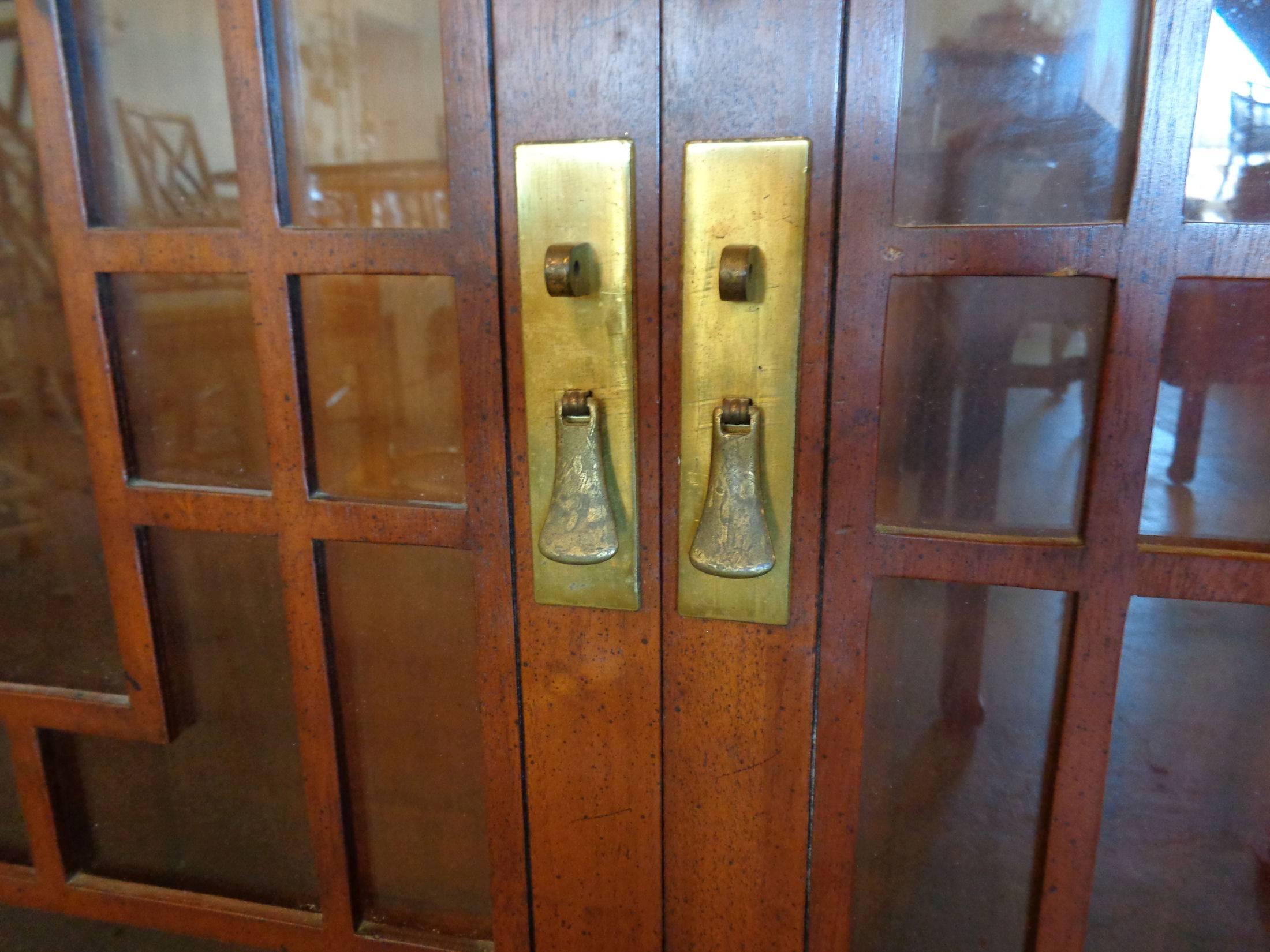 American Pair of Fretwork Cabinets by Henredon For Sale