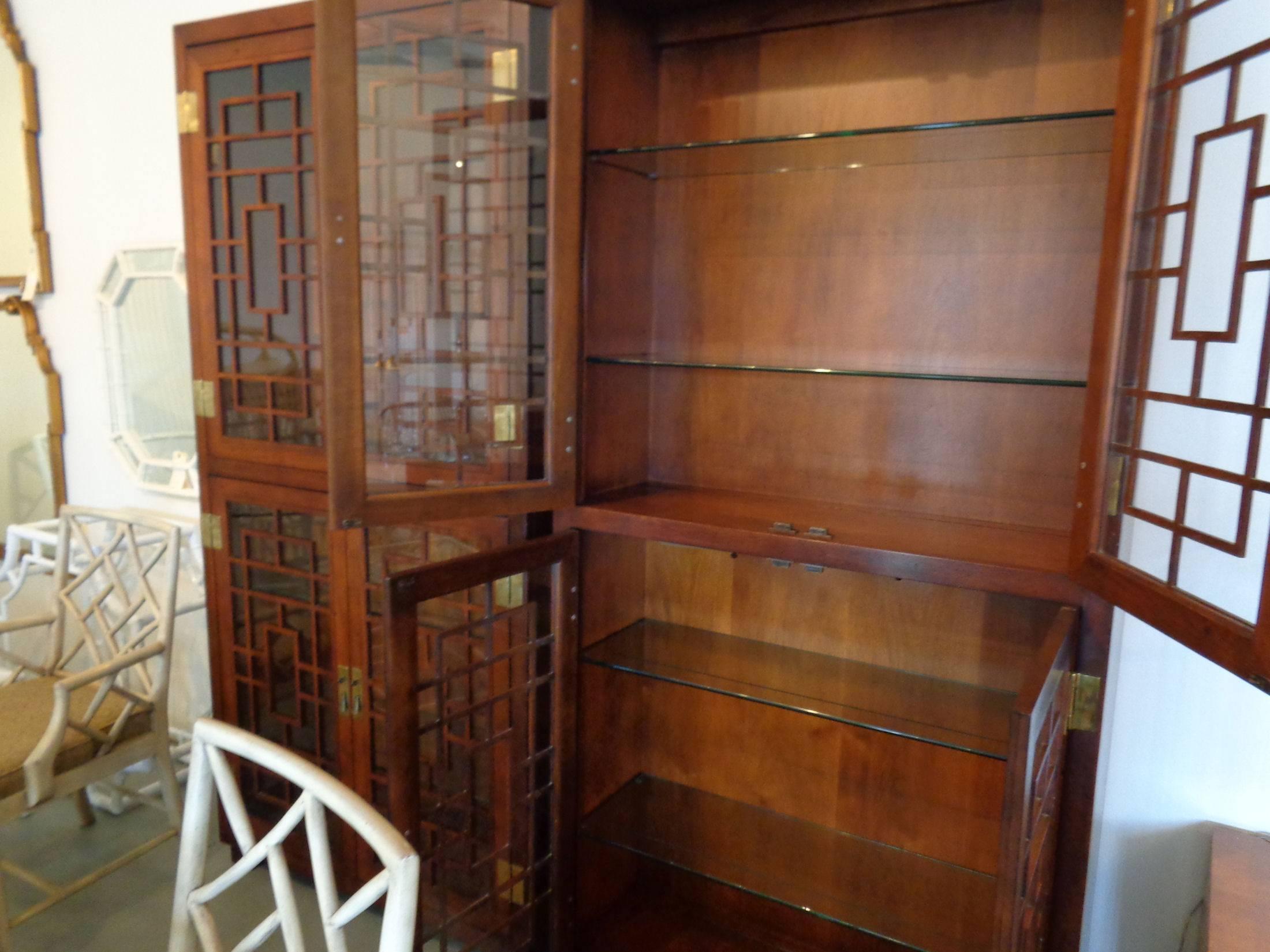 Pair of Fretwork Cabinets by Henredon For Sale 1